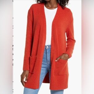Madewell Kent Cardigan Sweater, Orange Clay, Alpaca Wool Blend, Size M Oversized